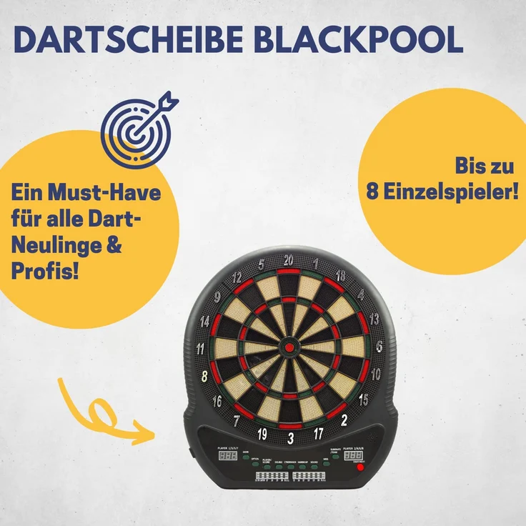 Best Sporting Dartscheibe elektronisch Blackpool I elektronische Dartscheibe mit LED-Anzeigen I E-Dartscheibe mit 12 Dartpfeilen & Ersatzspitzen I hochwertiger Dartautomat für 8 Spieler - Preisvergleich – Bild 2
