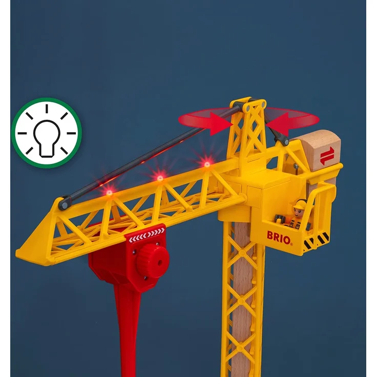 BRIO World 'Großer Baukran mit Licht', ab 3 Jahren, mit Licht, Magnethaken, 55 cm hoch, gelb – Bild 7