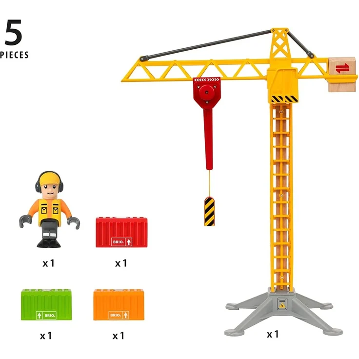 BRIO World 'Großer Baukran mit Licht', ab 3 Jahren, mit Licht, Magnethaken, 55 cm hoch, gelb – Bild 3