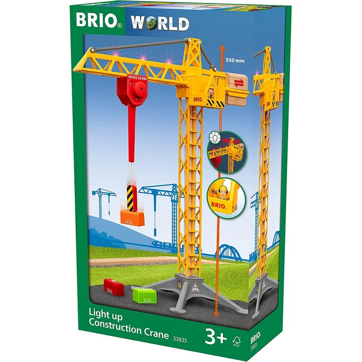BRIO World 'Großer Baukran mit Licht', ab 3 Jahren, mit Licht, Magnethaken, 55 cm hoch, gelb – Bild 9