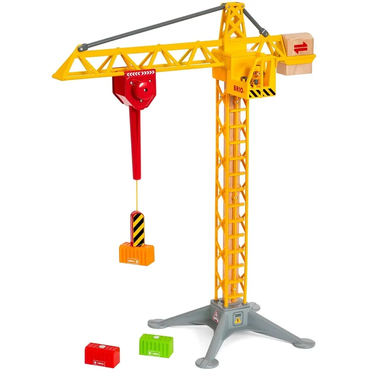 BRIO World 'Großer Baukran mit Licht', ab 3 Jahren, mit Licht, Magnethaken, 55 cm hoch, gelb – Bild 2
