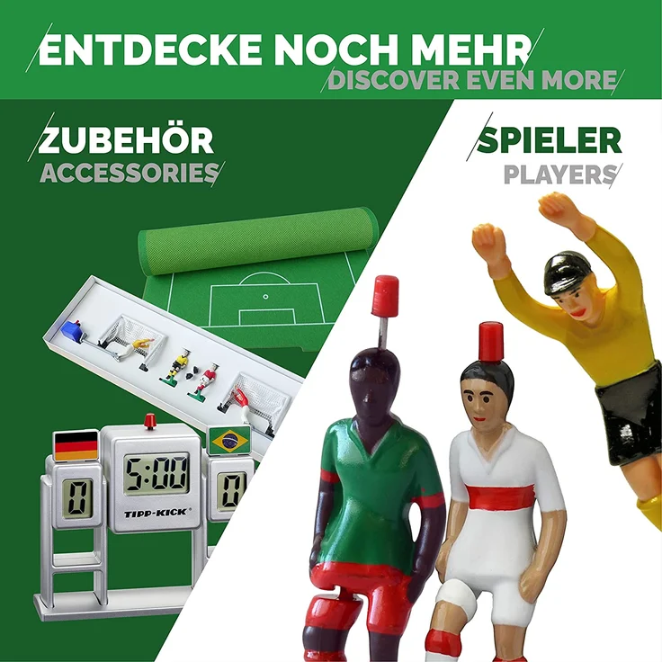 TIPP-KICK Retro 80x47 cm – Das spielfertige Set mit 2X Spieler, 2X Torwart, 2X Metall-Tor, 2X Ball I Spielfeld aus Filz – Bild 6