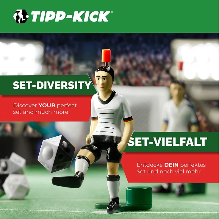 TIPP-KICK Retro 80x47 cm – Das spielfertige Set mit 2X Spieler, 2X Torwart, 2X Metall-Tor, 2X Ball I Spielfeld aus Filz – Bild 4
