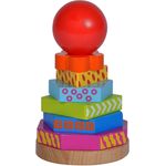 Eichhorn 100002255 Color Steckturm 6 Scheiben und 1 Kugel zum stecken, viele Bunte Formen, 8 teilig, 12 cm hoch, aus Holz, ab einem Jahr