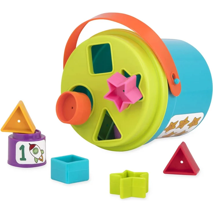Battat – Stapelbecher zum Sortieren mit Zahlen und Formen – Formensortierspiel und Stapeln für Kinder und Babys ab 18 Monaten (19 Teile) – Bild 6