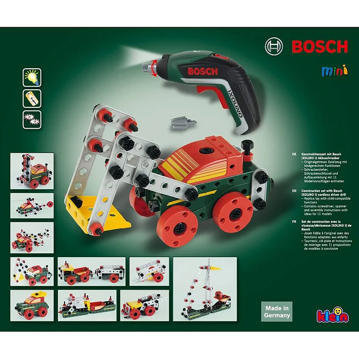Theo Klein 8497 Multi-Tech Konstruktionsset mit Bosch Ixolino I 107 Bauteile I Batteriebetriebener Ixolino mit Licht und Sound I Maße: 32 cm x 27 cm x 9,5 cm I Spielzeug für Kinder ab 3 Jahren – Bild 8