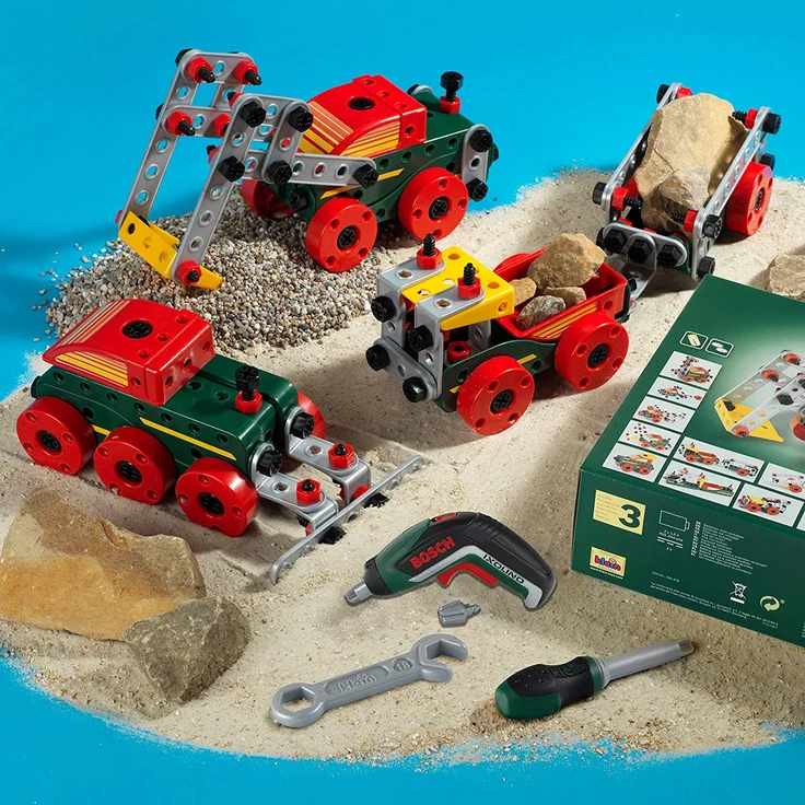 Theo Klein 8497 Multi-Tech Konstruktionsset mit Bosch Ixolino I 107 Bauteile I Batteriebetriebener Ixolino mit Licht und Sound I Maße: 32 cm x 27 cm x 9,5 cm I Spielzeug für Kinder ab 3 Jahren – Bild 3