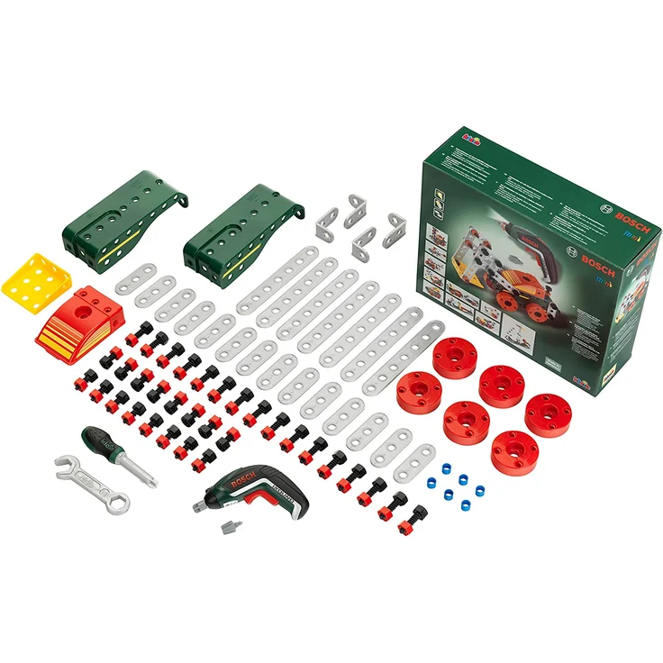 Theo Klein 8497 Multi-Tech Konstruktionsset mit Bosch Ixolino I 107 Bauteile I Batteriebetriebener Ixolino mit Licht und Sound I Maße: 32 cm x 27 cm x 9,5 cm I Spielzeug für Kinder ab 3 Jahren – Bild 1