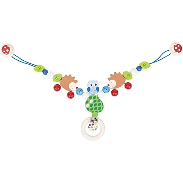 Heimess Kinderwagen Kette mit Clips (Igel und Eule)