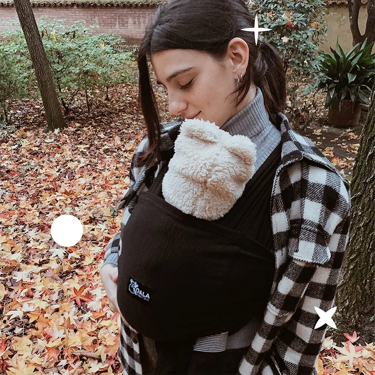 Koala Babycare Tragetuch Baby Neugeborene - Einfach Anzuziehen für Mütter und Väter - Babytrage Multi-Use Bis 9kg - Babytragetuch Schwarz – Bild 5