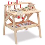 Melissa & Doug Wooden Project Solid Wood Workbench (Pretend Play, Sturdy Wooden Construction, Storage Shelf, 66.04 cm H × 47.625 cm W x 60.96 cm L)