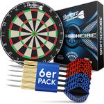 DartPro Dartscheibe mit Pfeilen - Profi Steeldartscheibe aus hochwertigstem Sisal - Dartboard inkl. Montageset -Dart Scheibe mit 6 Gratis Dartpfeilen
