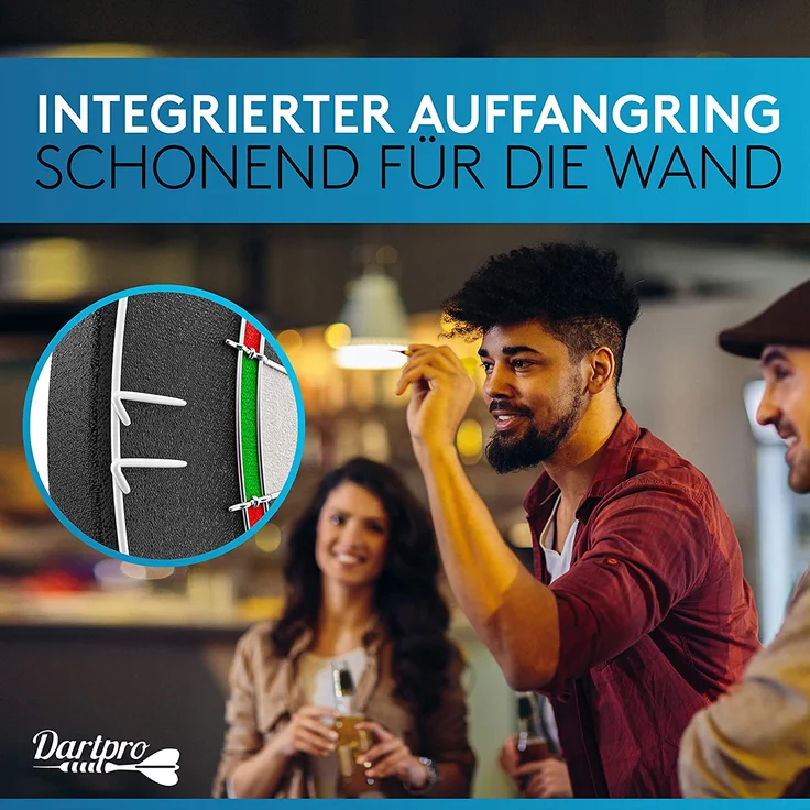 DartPro Dartscheibe mit Pfeilen - Profi Steeldartscheibe aus hochwertigstem Sisal - Dartboard inkl. Montageset -Dart Scheibe mit 6 Gratis Dartpfeilen – Bild 6