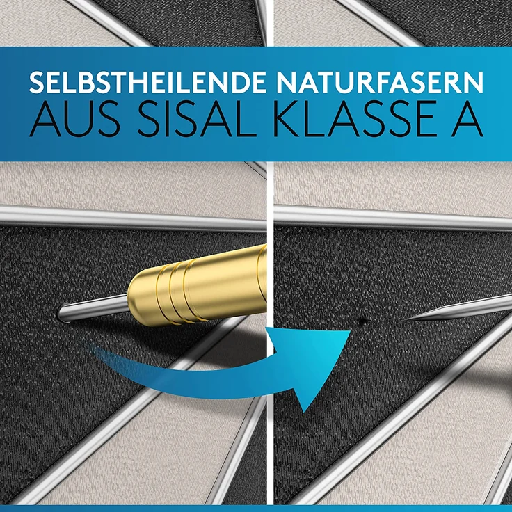 DartPro Dartscheibe mit Pfeilen - Profi Steeldartscheibe aus hochwertigstem Sisal - Dartboard inkl. Montageset -Dart Scheibe mit 6 Gratis Dartpfeilen – Bild 3