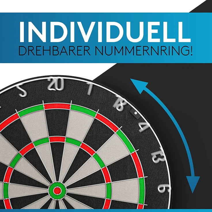 DartPro Dartscheibe mit Pfeilen - Profi Steeldartscheibe aus hochwertigstem Sisal - Dartboard inkl. Montageset -Dart Scheibe mit 6 Gratis Dartpfeilen – Bild 5
