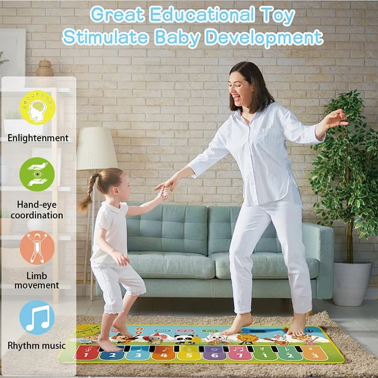 Lobyoh Baby Musikmatte Klaviermatte mit 8 Musikinstrumente, Keyboard Kinder Tanzmatte, Spielzeug Geschenk für Kleinkinder Jungen Mädchen - Preisvergleich – Bild 6
