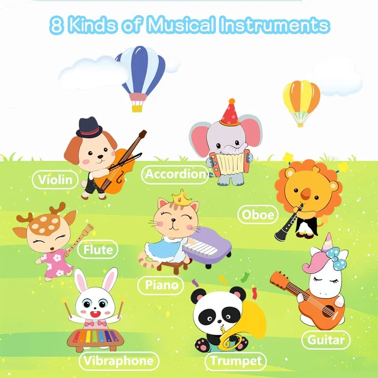 Lobyoh Baby Musikmatte Klaviermatte mit 8 Musikinstrumente, Keyboard Kinder Tanzmatte, Spielzeug Geschenk für Kleinkinder Jungen Mädchen - Preisvergleich – Bild 3