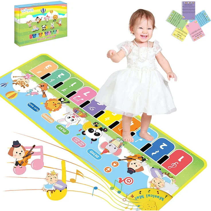 Lobyoh Baby Musikmatte Klaviermatte mit 8 Musikinstrumente, Keyboard Kinder Tanzmatte, Spielzeug Geschenk für Kleinkinder Jungen Mädchen - Preisvergleich – Bild 1
