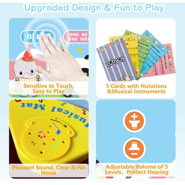 Lobyoh Baby Musikmatte Klaviermatte mit 8 Musikinstrumente, Keyboard Kinder Tanzmatte, Spielzeug Geschenk für Kleinkinder Jungen Mädchen - Preisvergleich – Bild 5