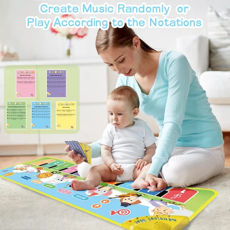 Lobyoh Baby Musikmatte Klaviermatte mit 8 Musikinstrumente, Keyboard Kinder Tanzmatte, Spielzeug Geschenk für Kleinkinder Jungen Mädchen - Preisvergleich – Bild 4
