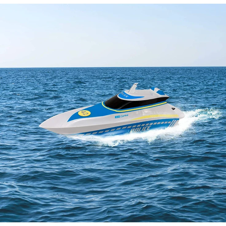 Revell Control 24138 RC Polizeiboot, mit wasserdichter Elektronik und integriertem LI-Ion-Akku Ferngesteuertes Boot, weiß/blau – Bild 8