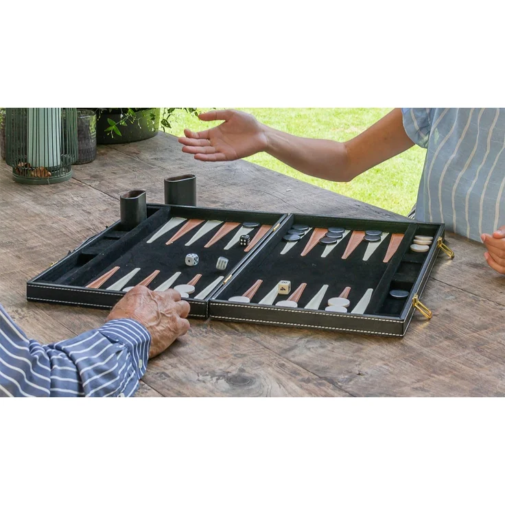 Engelhart - Tolles Backgammon-Spiel aus Holz mit Kunstleder-Lackierungen - 250504 – Bild 2