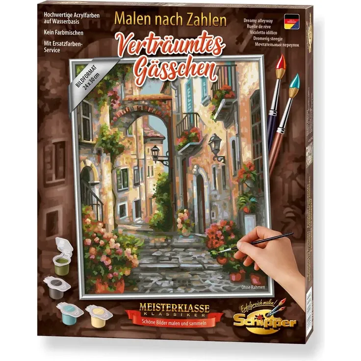 Schipper 609240826 Malen nach Zahlen, Verträumtes Gässchen - Bilder malen für Erwachsene, inklusive Pinsel und Acrylfarben, 24 x 30 cm – Bild 7