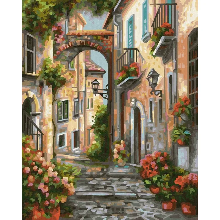 Schipper 609240826 Malen nach Zahlen, Verträumtes Gässchen - Bilder malen für Erwachsene, inklusive Pinsel und Acrylfarben, 24 x 30 cm – Bild 9