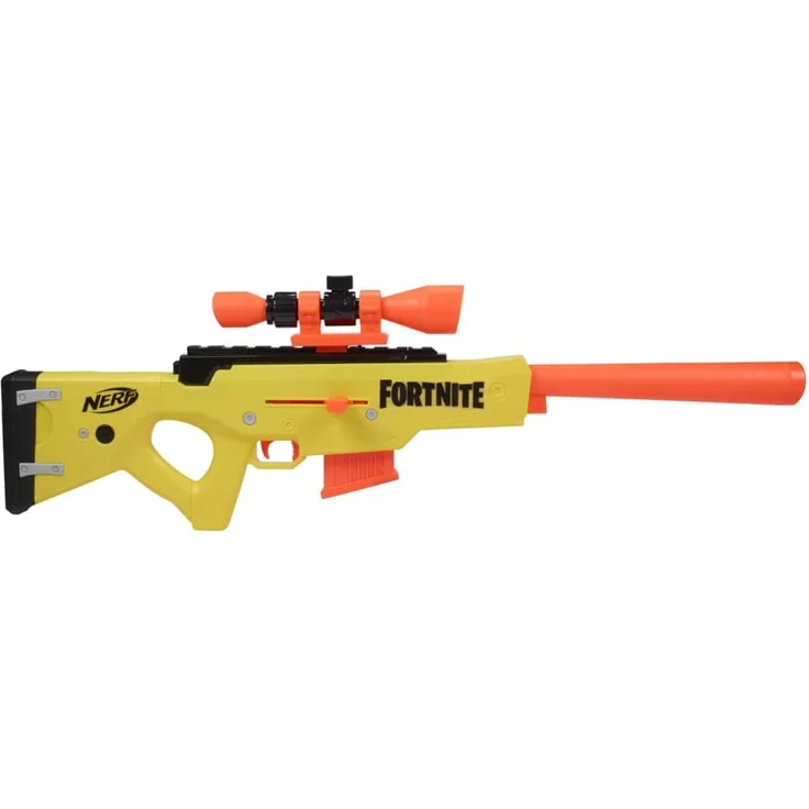 Nerf 'Fortnite BASR-L' Blaster, ab 8 Jahren, mit Bolzen-Action, Clip-Magazin, enthält abnehmbares Fernrohr, 6-Dart Clip-Magazin, 12 Nerf Elite Darts, gelb/orange – Bild 3