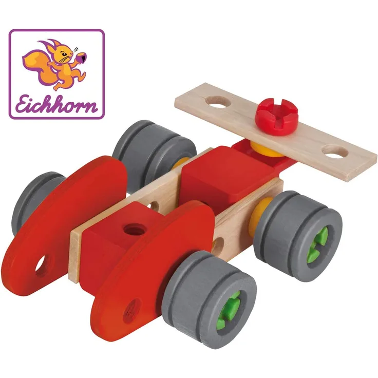 Eichhorn 100039006 - Constructor Rennauto - 26 tlg., Holz-Konstruktions-Set, 1 Modellvariante baubar