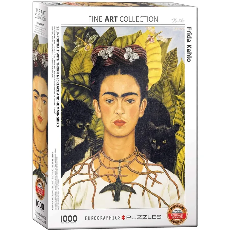 EuroGraphics Puzzle Frida Kahlo - Selbstportrait mit Dornen-Halskette und Kolibri, 1000 Teile, Mehrfarbig