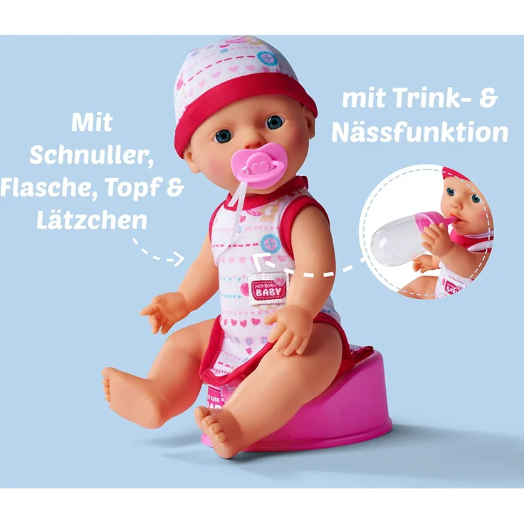 Simba 105037800 - New Born Baby, mit Trink und Nässfunktion Babypuppe, rosa – Bild 4