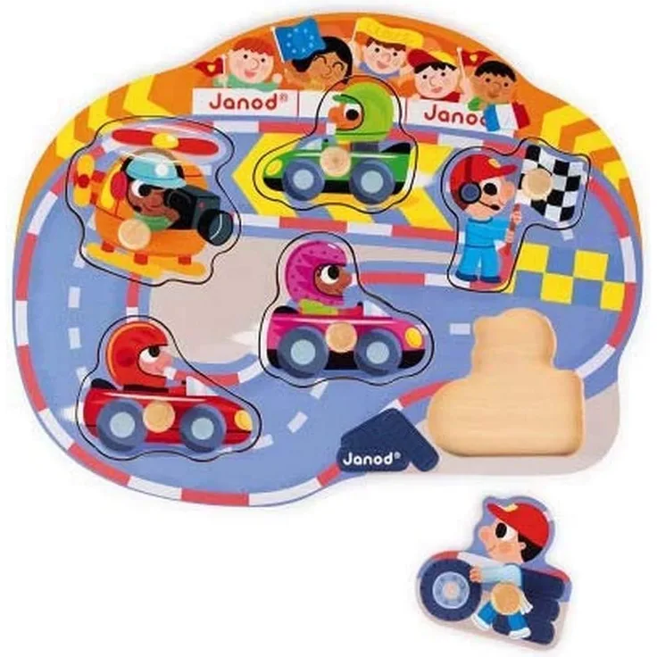 Janod J07100 Happy Racing Puzzle 6 STK. (Holz)