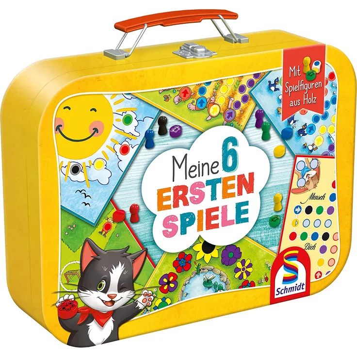 Schmidt Spiele 40591 Meine 6 ersten Spiele im Metallkoffer, Kinderspielesammlung, bunt