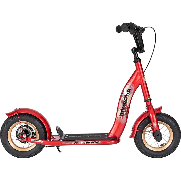 BIKESTAR Roller Kinderroller Tretroller Kickscooter mit Luftreifen für Jungen und Mädchen ab 4-5 Jahre ★ 10 Zoll Classic Kinder Scooter ★ Rot – Bild 2