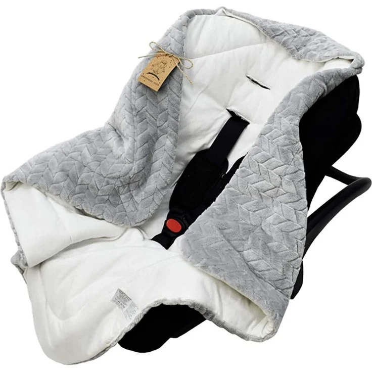 Universelle, weiche Einschlagdecke mit Kapuze für Neugeborene und für Jungen und Mädchen bis ca. 9 Monate. Eignet sich für Kinderwagen, Babyschale, Kindersitz oder Babybett! Ganzjährig nutzbar. – Bild 1