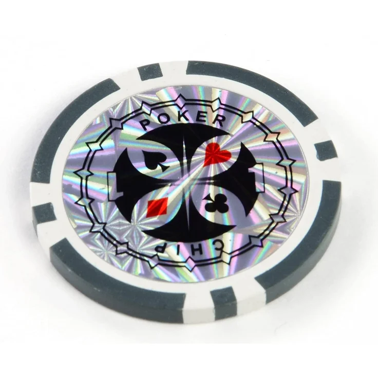 50 Poker-Chips Laser-Chips Metallkern 12g Poker Texas Hold`em Black Jack Roulette reflektierend Tokens Jetons Casino 1 Rolle Wert 1-10000 wählbar (Wert 1) – Bild 2