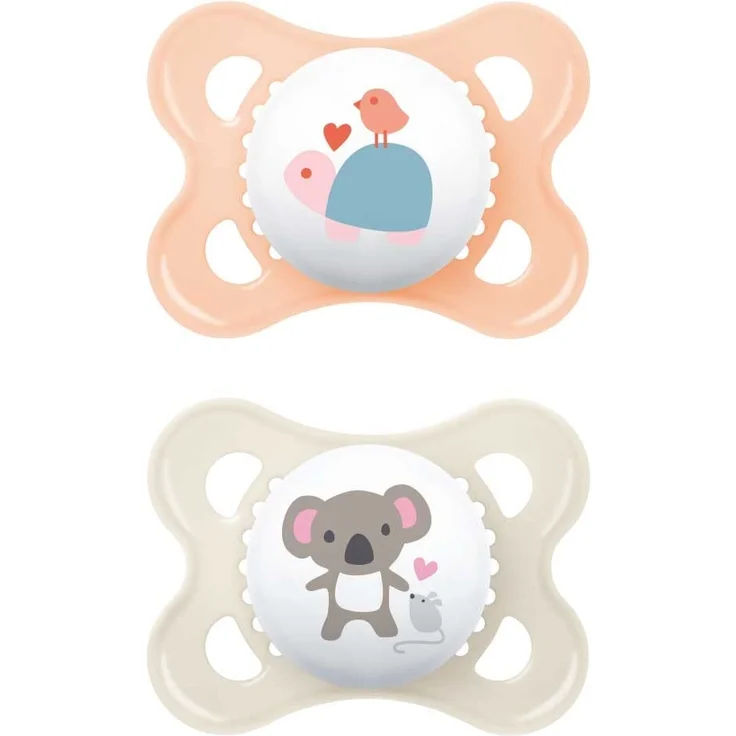Mam Original Schnuller im 2er-Set aus Skinsoft Silikon mit Schnullertasche, 2-6 Monate, Rosa und Violett – Bild 2