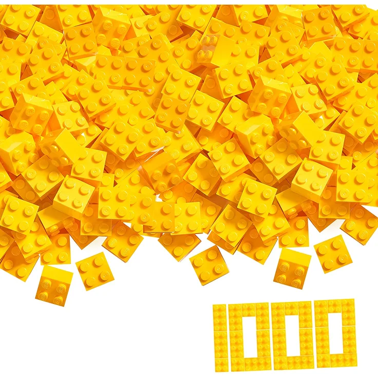 Simba 104114116, Blox, 1000 gelbe Bausteine für Kinder ab 3 Jahren, 4er Steine, im Karton, mit Füllbecher, vollkompatibel mit vielen anderen Herstellern