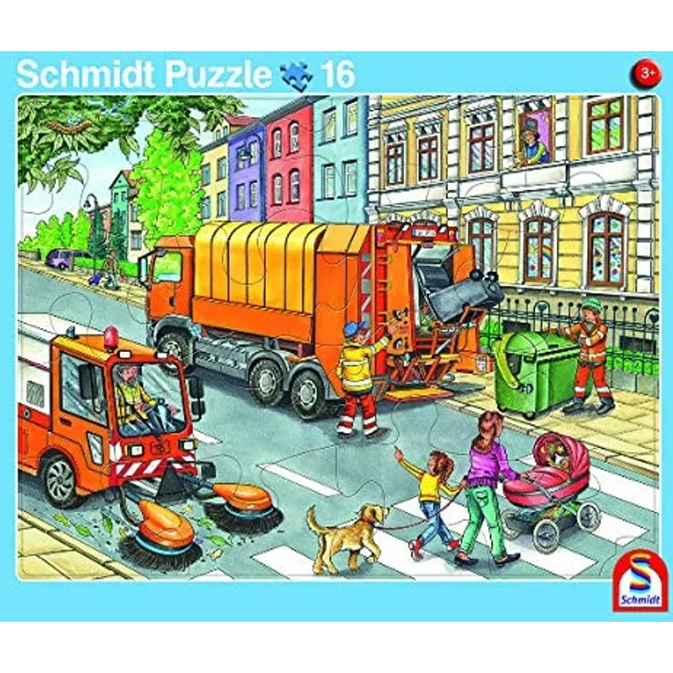 Schmidt Spiele 2er-Set Rahmenpuzzle Müllauto und Baustelle 16+24 Teile