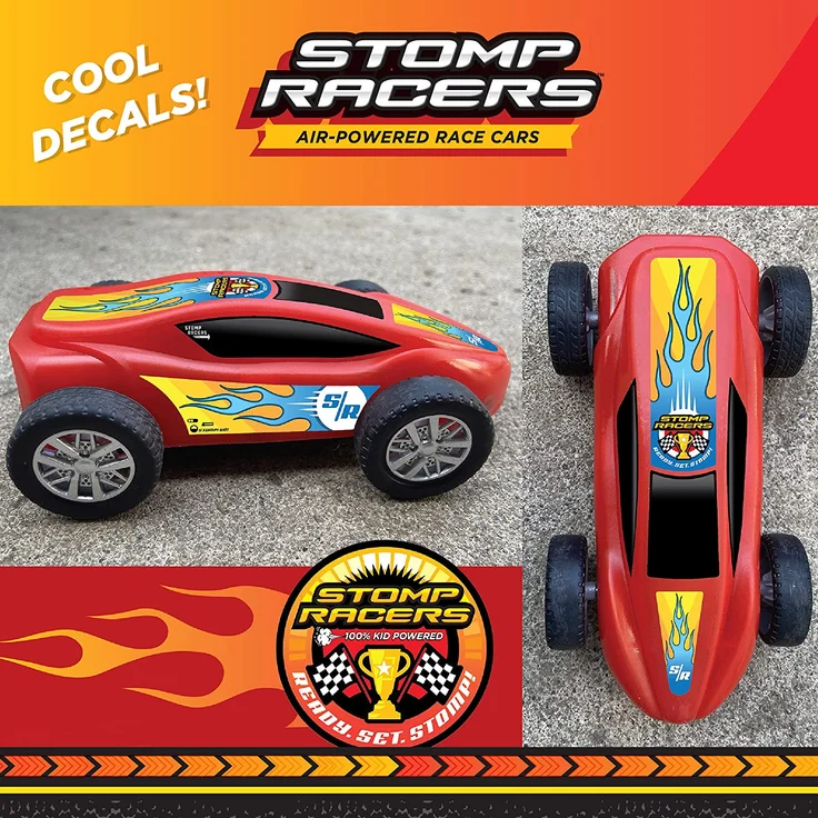 Stomp Rocket Stomp Racers Spielzeug Auto Abschussrampe, 1 druckluftbetriebenes Auto für Rennen und Sprung Stunts mit Abschussrampe und Sprungschanze - ideal für Outdoor- und Indoor – Bild 5