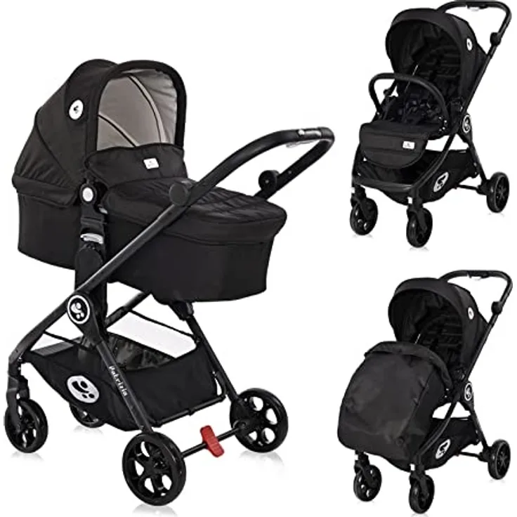 Lorelli Kombikinderwagen 2 in 1 Patrizia, Babywanne, Sportsitz, Sitz umkehrbar schwarz
