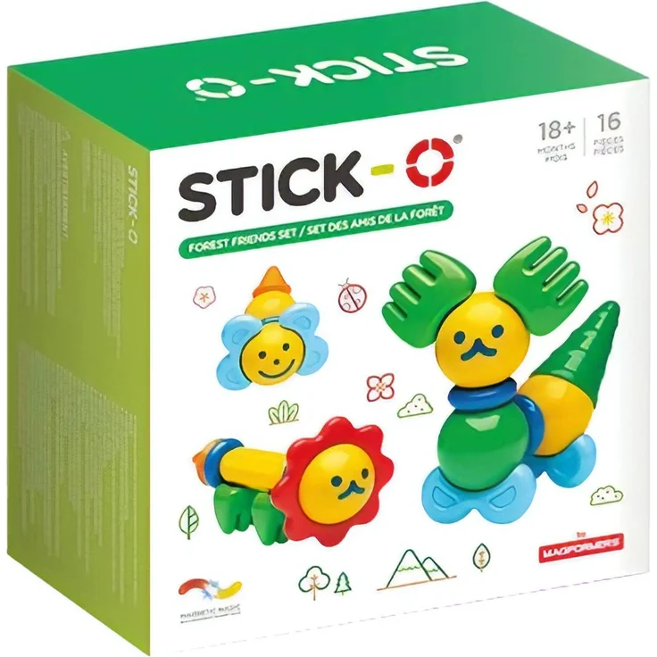 Stick-O magnetische Bausteine für Kinder ab 1 Jahre, kreatives Konstruktionsspielzeug, Lernspielzeug mit Magnet, Waldfreunde Set für Mädchen und Jungen, Montessori Spielzeug, 16 Teile Set, - Preisvergleich – Bild 1