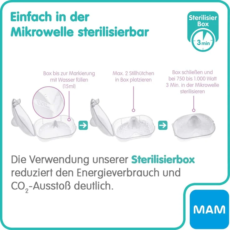 MAM Stillhütchen Größe M (ø 20 mm) im 2er-Set, Brusthütchen zum Schutz beim Stillen, Brustwarzenschutz für maximalen Hautkontakt zwischen Mutter und Kind - Preisvergleich – Bild 3