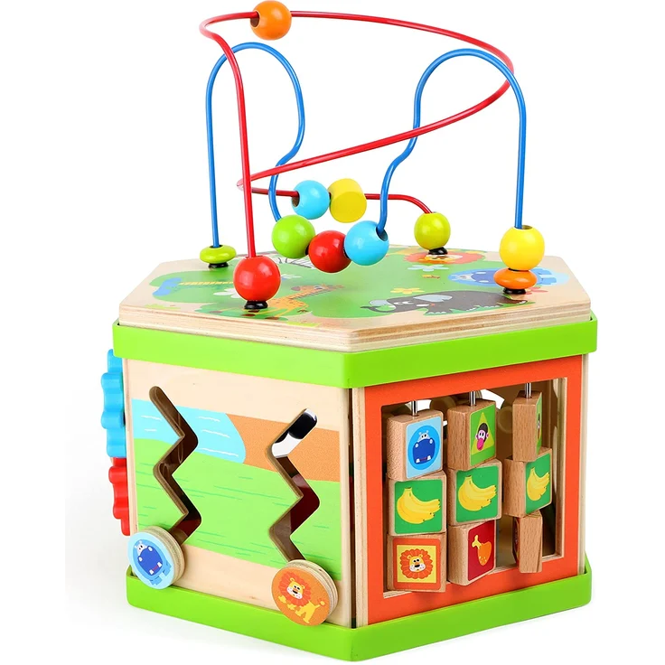 small foot 4020972042446 Motorikwürfel Safari, Baby-Kinderspielzeug aus Holz – Bild 2