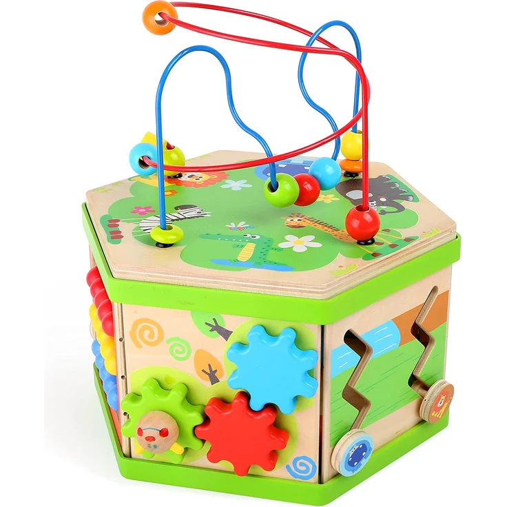 small foot 4020972042446 Motorikwürfel Safari, Baby-Kinderspielzeug aus Holz – Bild 3