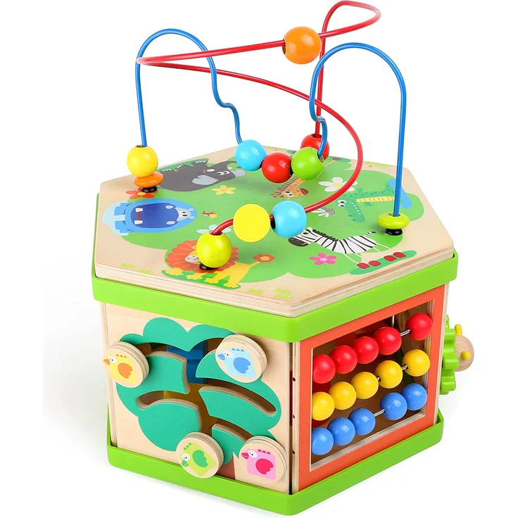 small foot 4020972042446 Motorikwürfel Safari, Baby-Kinderspielzeug aus Holz – Bild 5