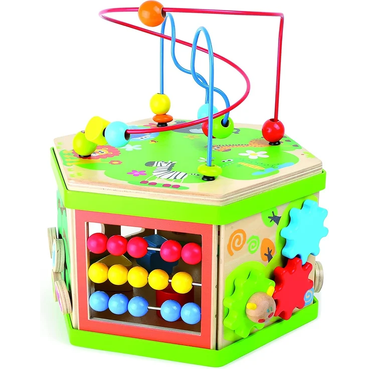 small foot 4020972042446 Motorikwürfel Safari, Baby-Kinderspielzeug aus Holz – Bild 4