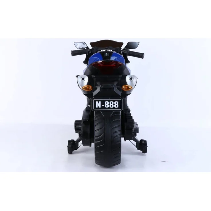 ES-Toys Kinder Elektromotorrad 888 Musikfunktion, Stützräder, LED-Scheinwerfer blau – Bild 4