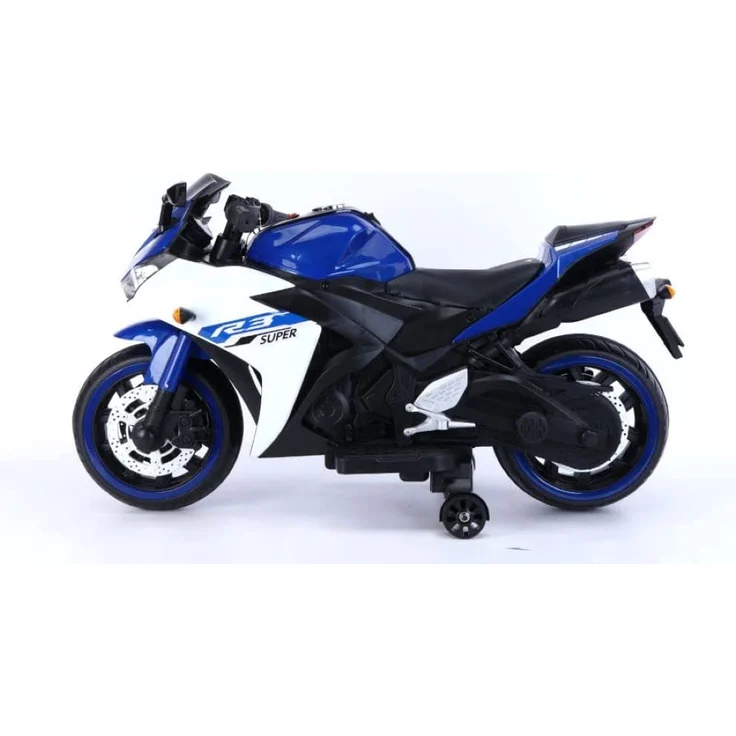 ES-Toys Kinder Elektromotorrad 888 Musikfunktion, Stützräder, LED-Scheinwerfer blau – Bild 5
